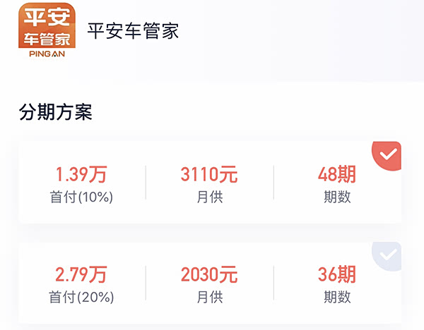，首付的资金门槛相当比，约2.8万就可以提车了。分期36期，月供约2030元。