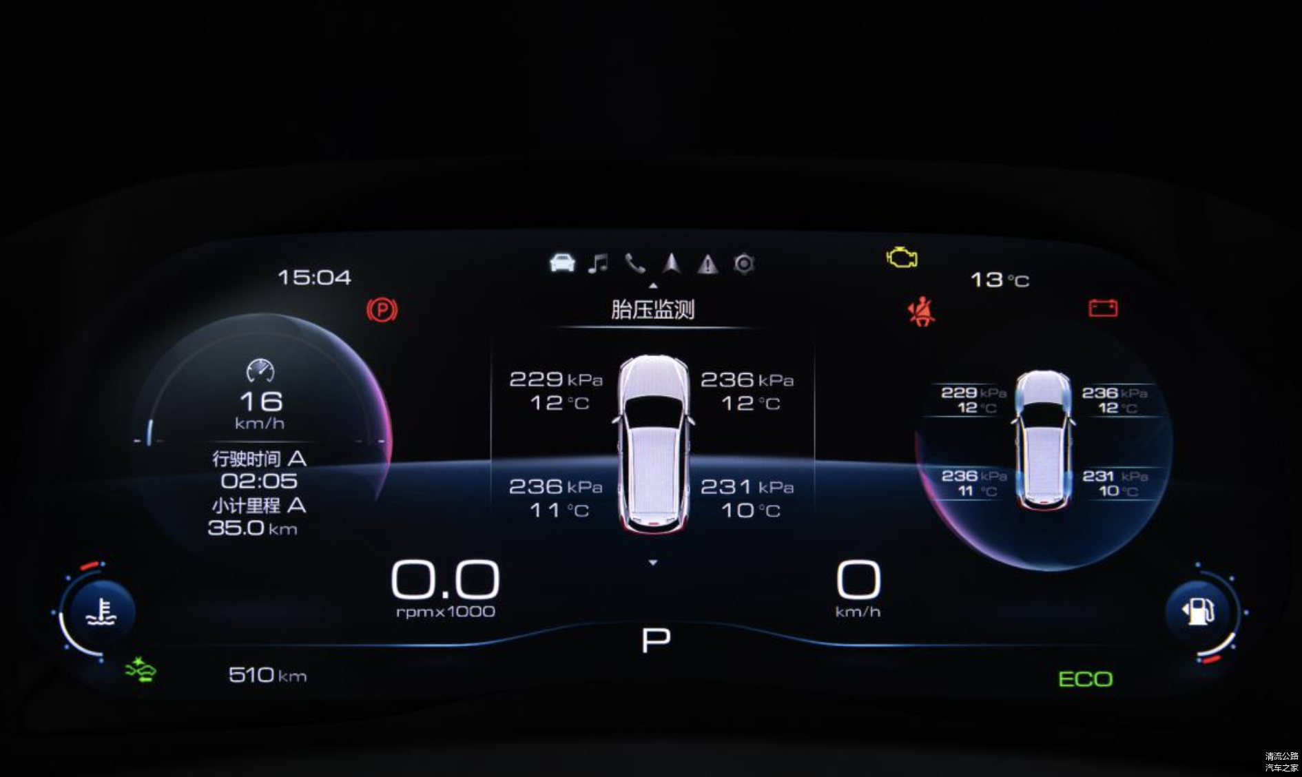 液晶仪表盘的显示效果很清晰