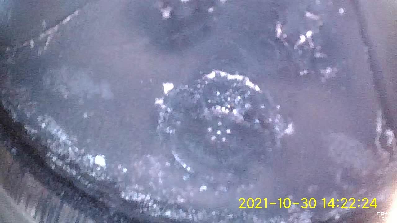 这是喷油嘴，因为修理厂的内窥镜旋转的问题，拍摄的不是太清楚，但是还是可以看到喷油嘴被积碳堵塞了