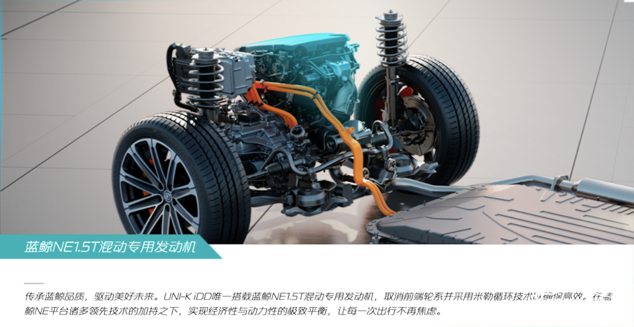 长安UNI-K iDD搭载的蓝鲸NE1.5T混动专用发动机官方介绍图