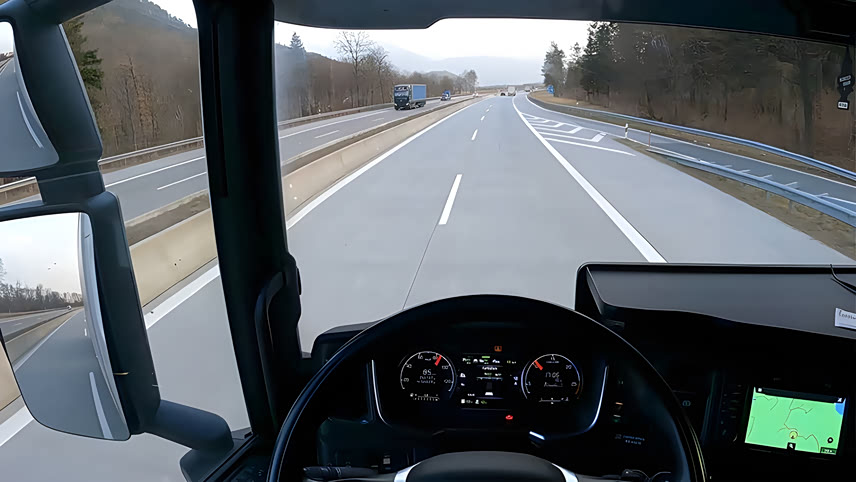 斯堪尼亚s410卡车第一视角行驶在意大利a4高速公路