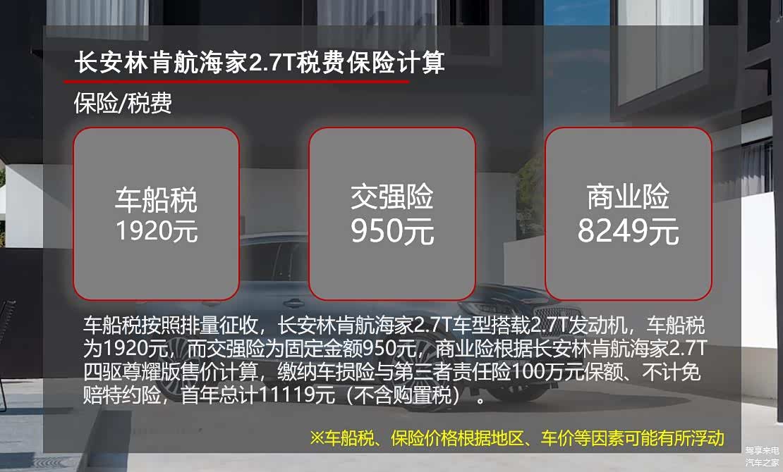 长安林肯航海家2.7T税费保险费用计算