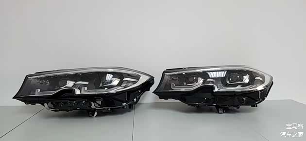 左：BMW原厂大灯；右：假冒大灯