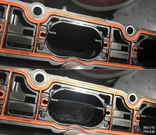 ▲进气翻板的原理其实很简单 上：高转时  下：低转时

缩小进气道直径 加快气流的速度