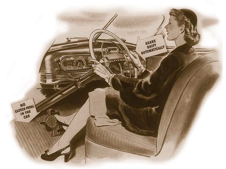 二战结束欧洲大陆的百姓面对满目疮痍时，美国消费者已经开上自动变速箱的轿车了。