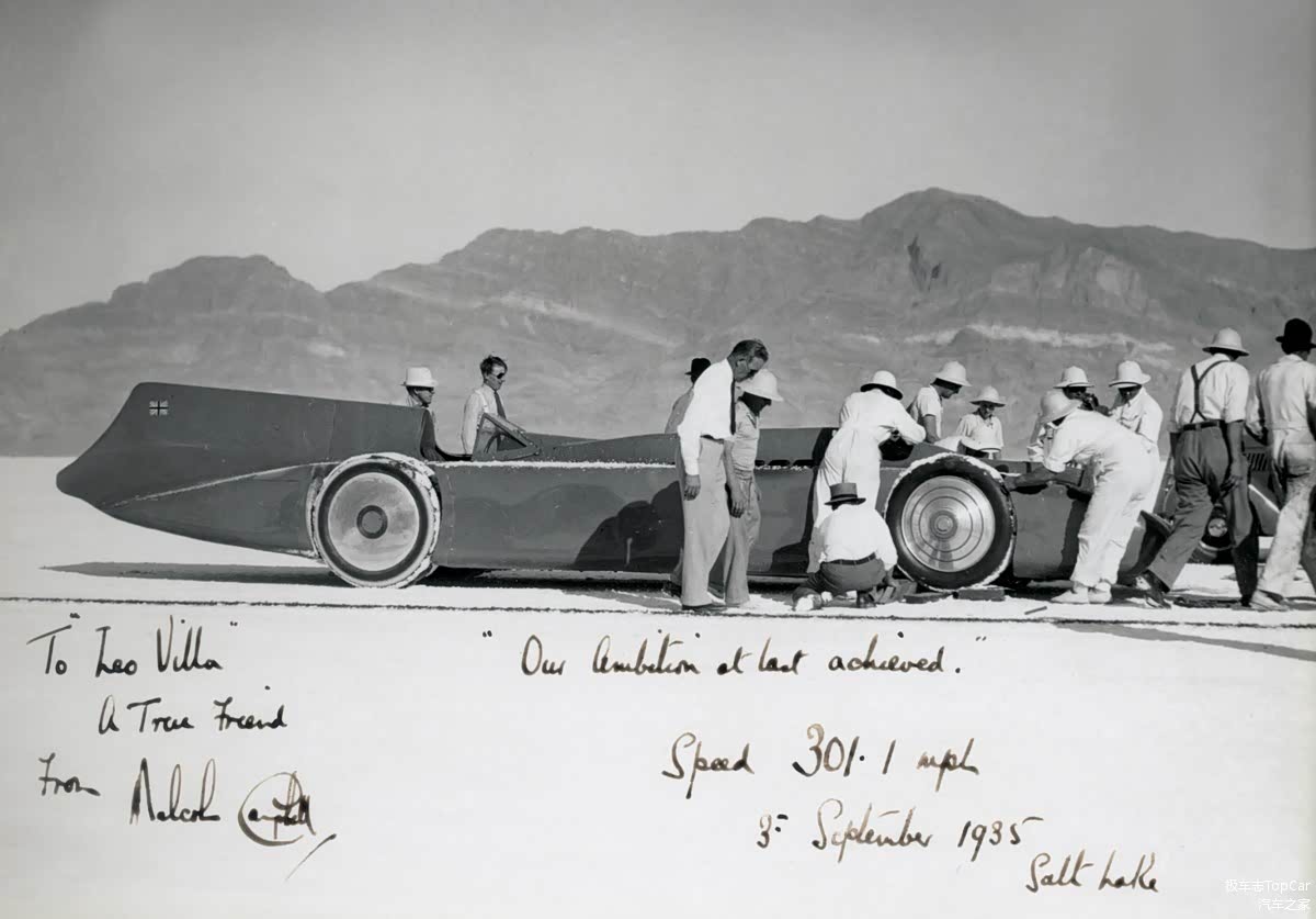 1933年2月坎贝尔在佛罗里达州代托纳海滩创下438km/h的新陆地速度世界纪录。