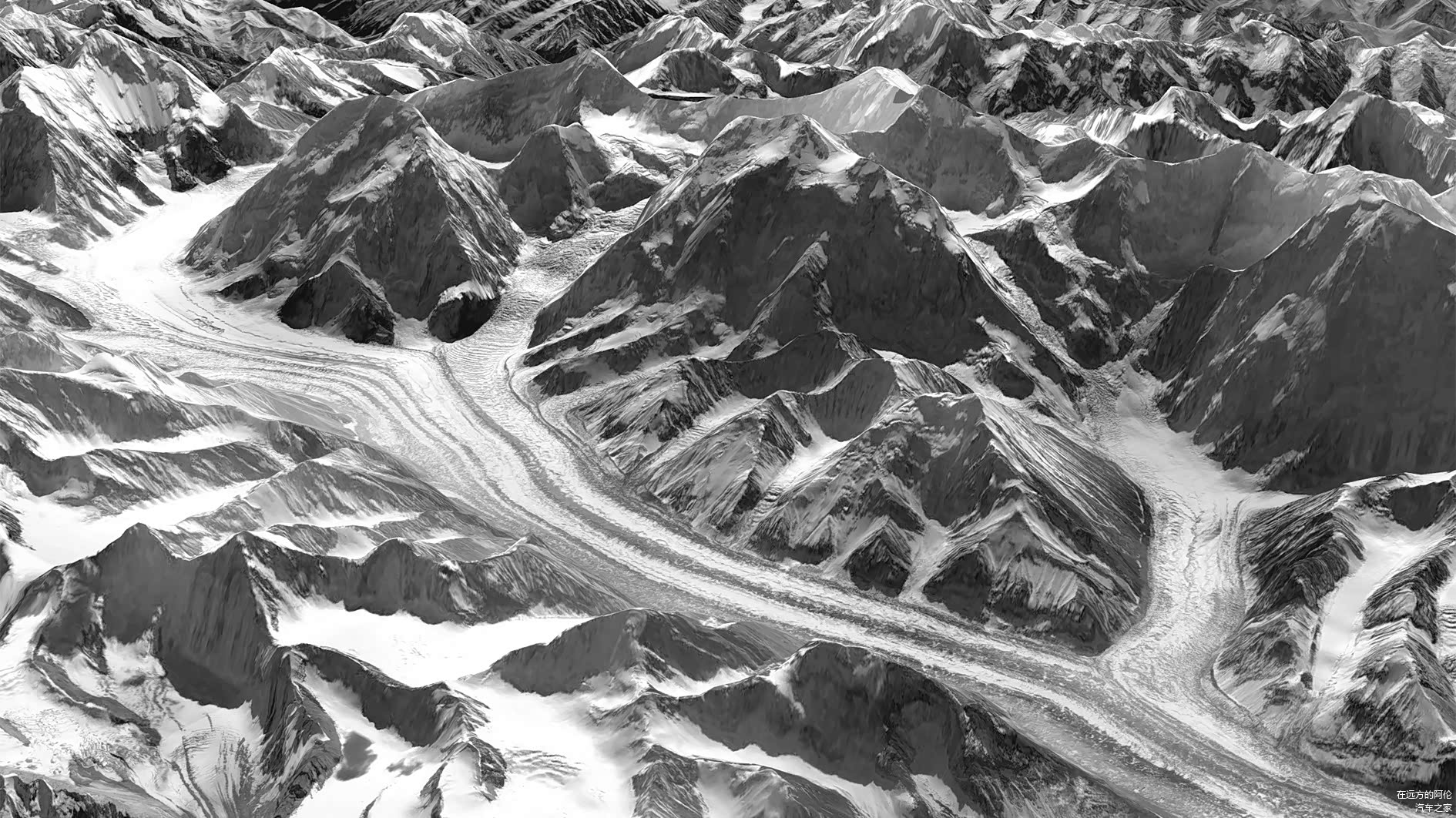 雪莲峰，下面像白色河流一样的就是木扎尔特冰川