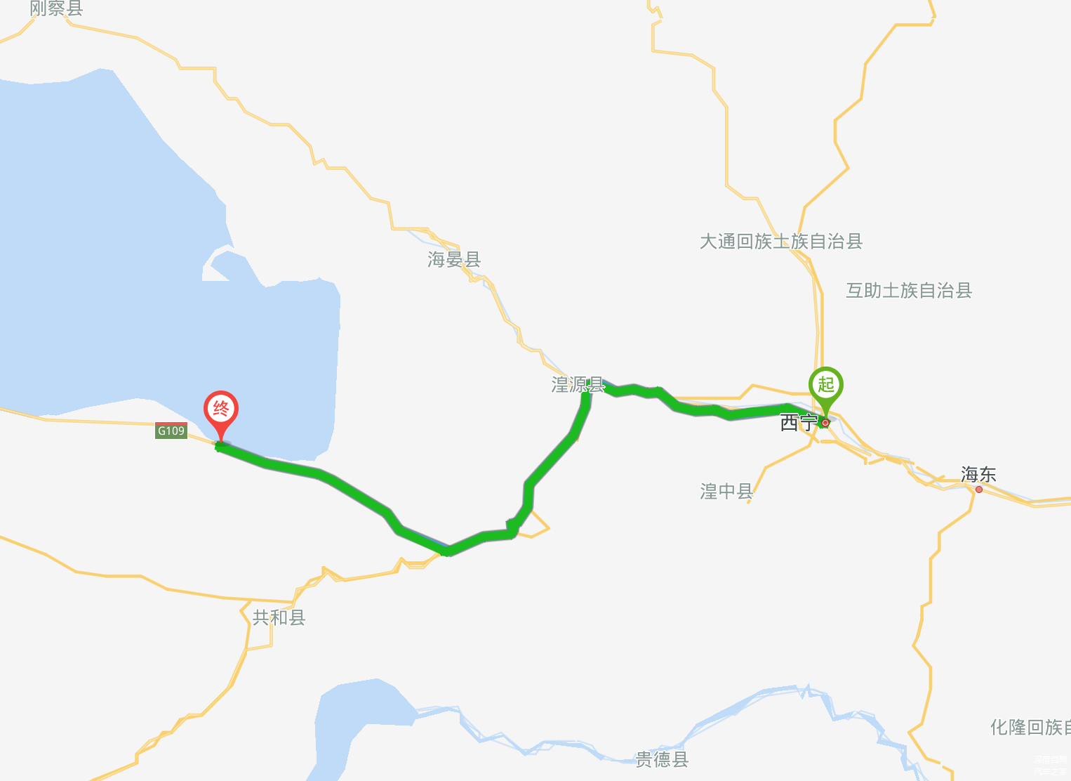 西宁至青海湖 全程150公里  约三小时车程