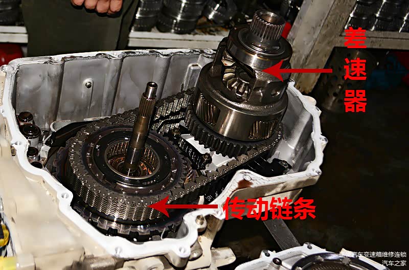 拆了中壳就可以看到传动链条和差速器了