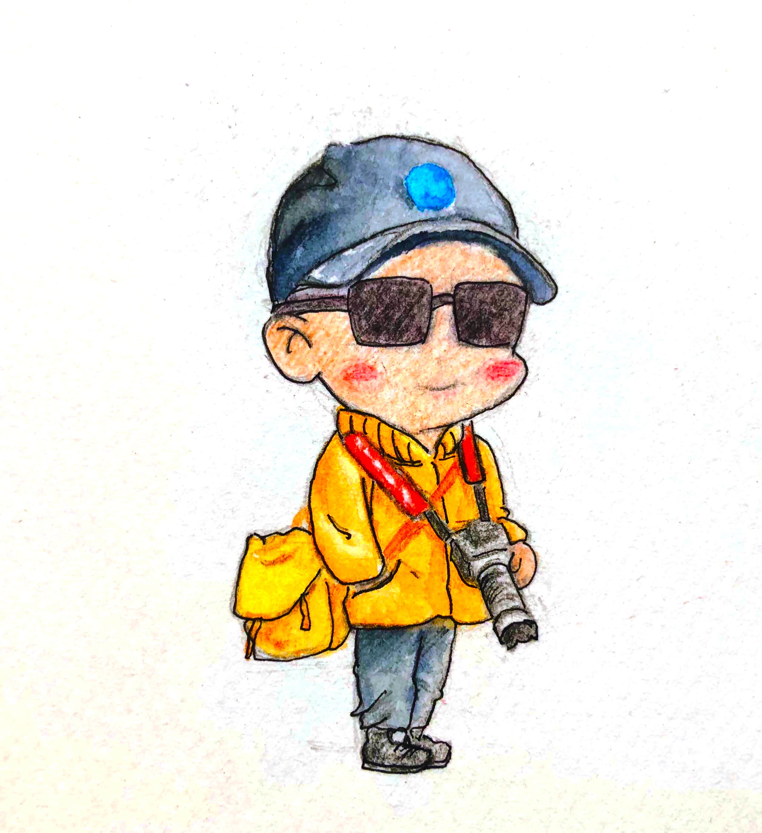 我，蔡石，人文地理摄影师，自驾爱好者，具体资料感兴趣百度百科（感谢美女把我画的那么萌）