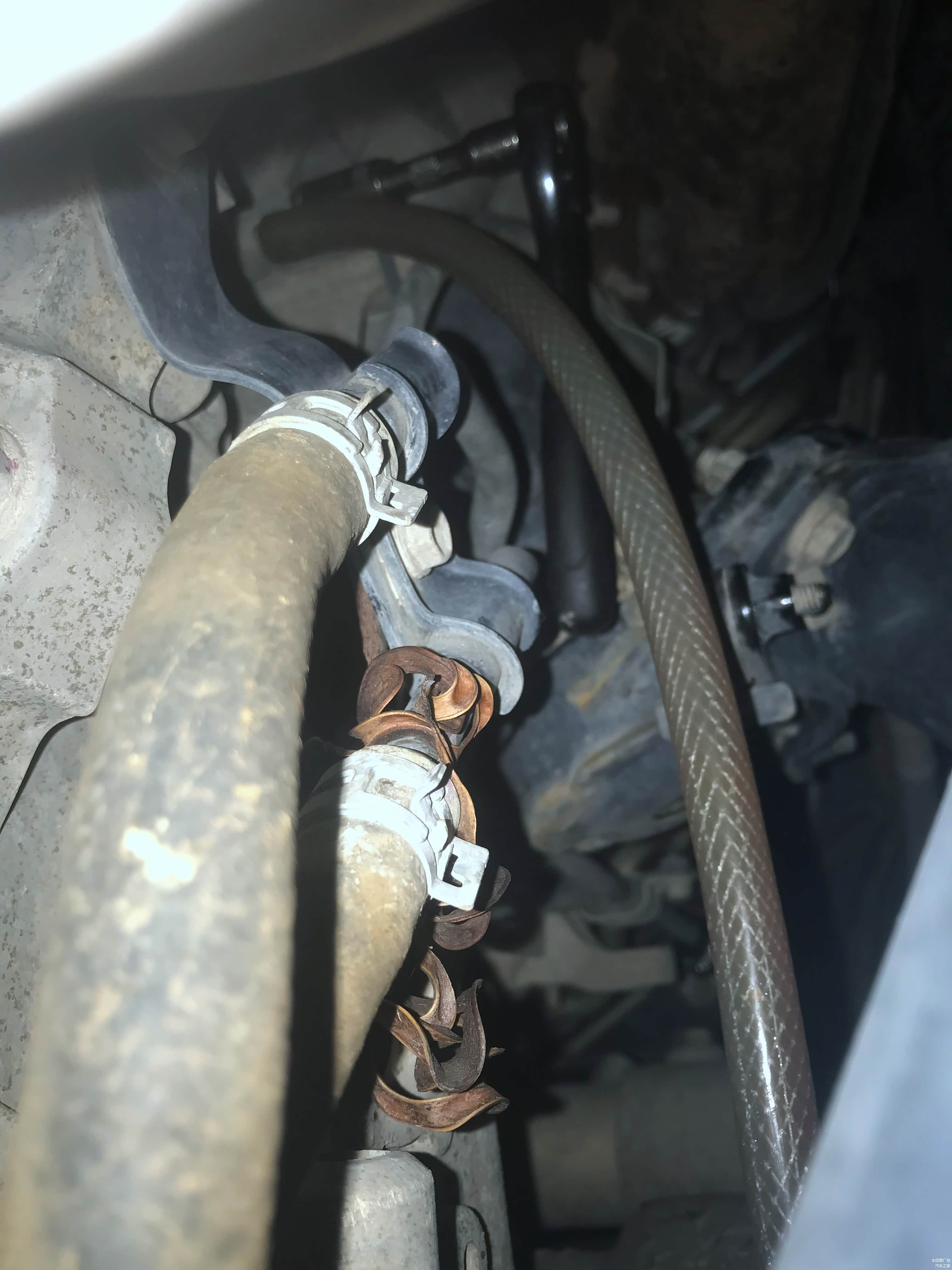 发动机里也有剩余的冷却液，找到专门的位置，给放出来。